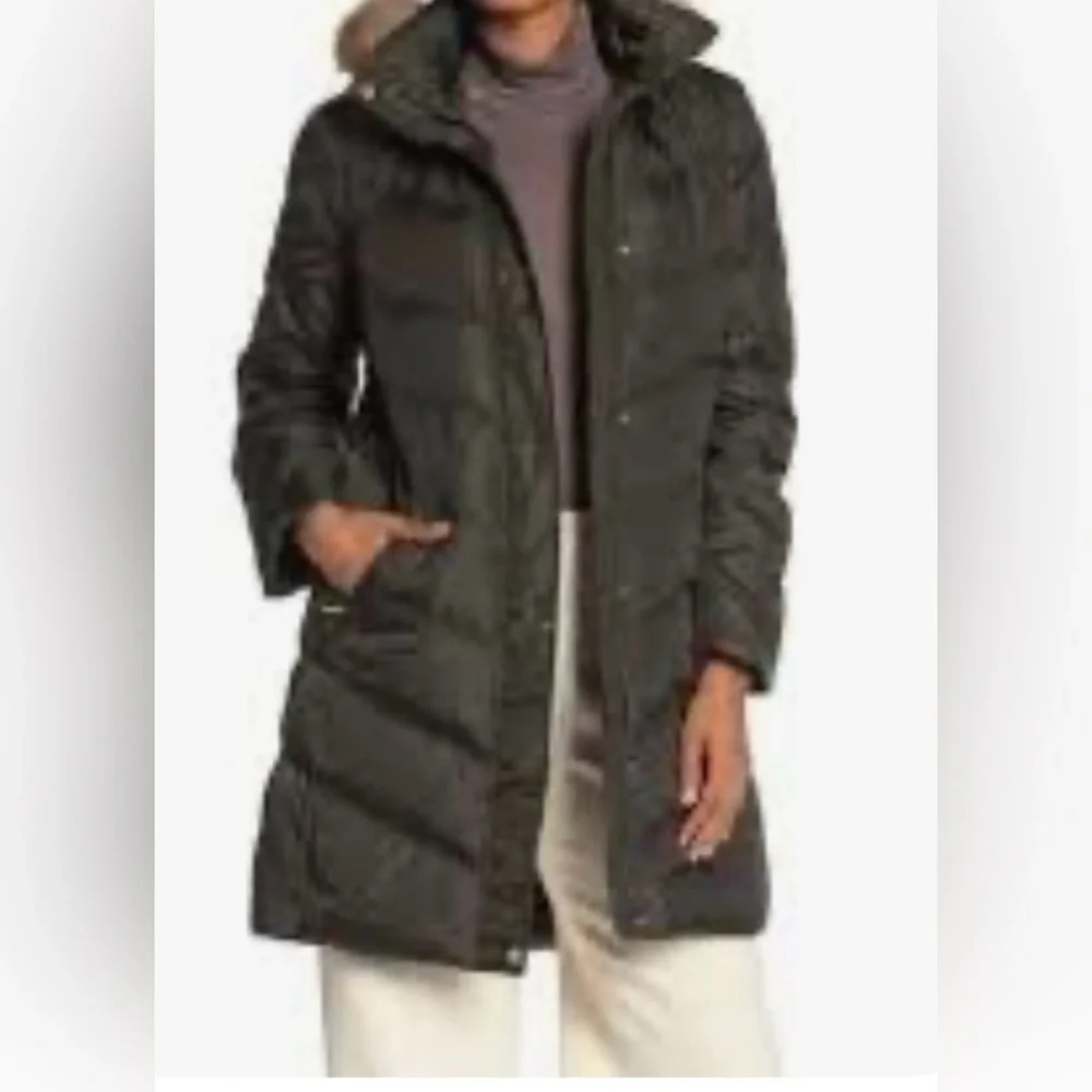 Michael Kors Missy 3/4 Down Faux Fur Hooded Quilted Jacket - Picture 2 of 12